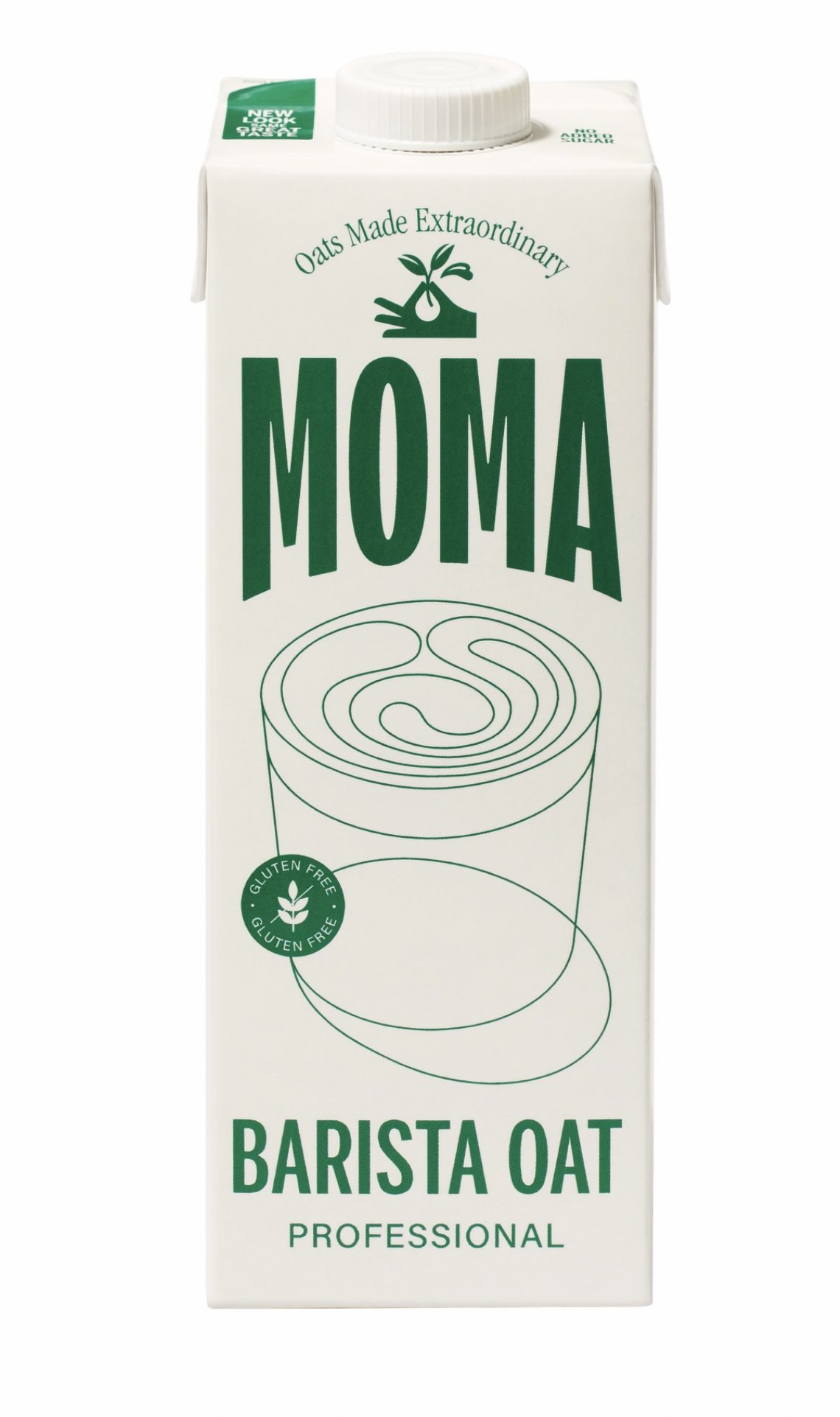 White MOMA Barista Oat Professional carton with green lettering